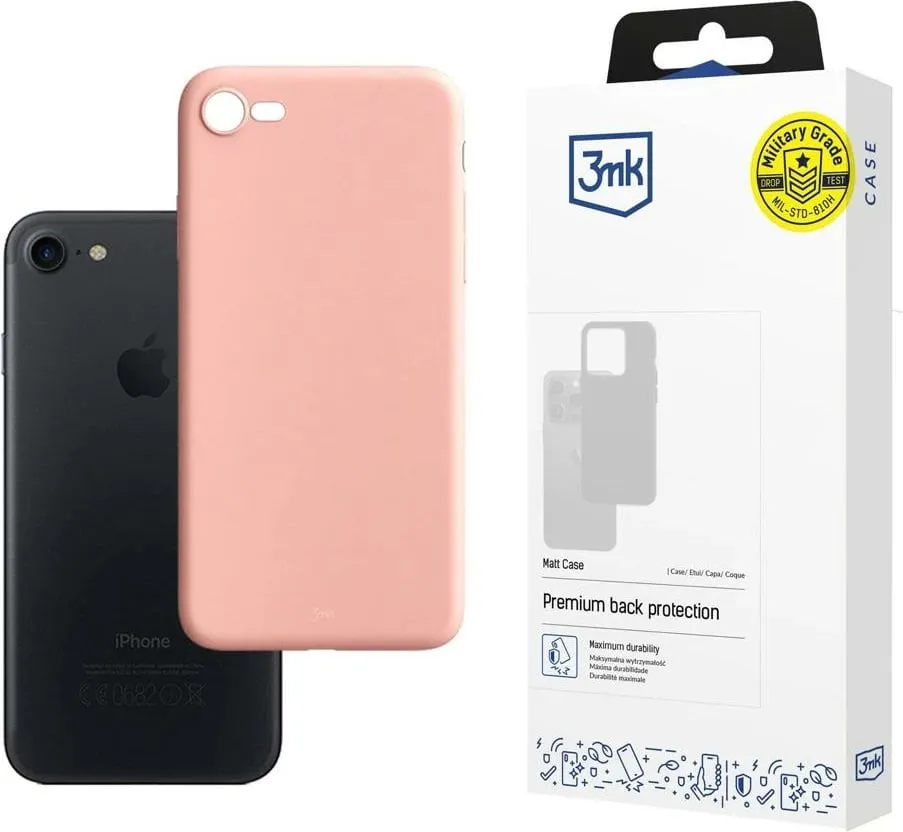 Mbështjellës për celular 3mk Matt Case për iPhone 7/8/SE 2020/SE 2022, rozë - 1
