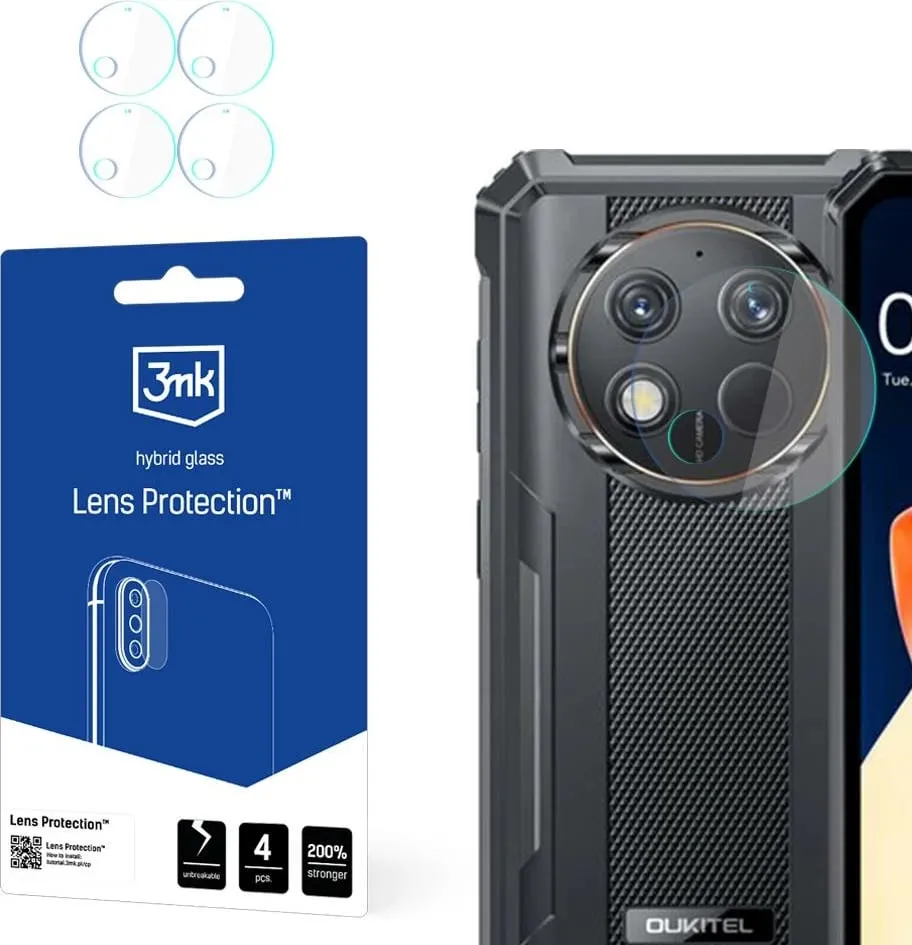 Mbrojtës kamere 3mk Protection për Oukitel WP28, xham hibrid, transparent - 1