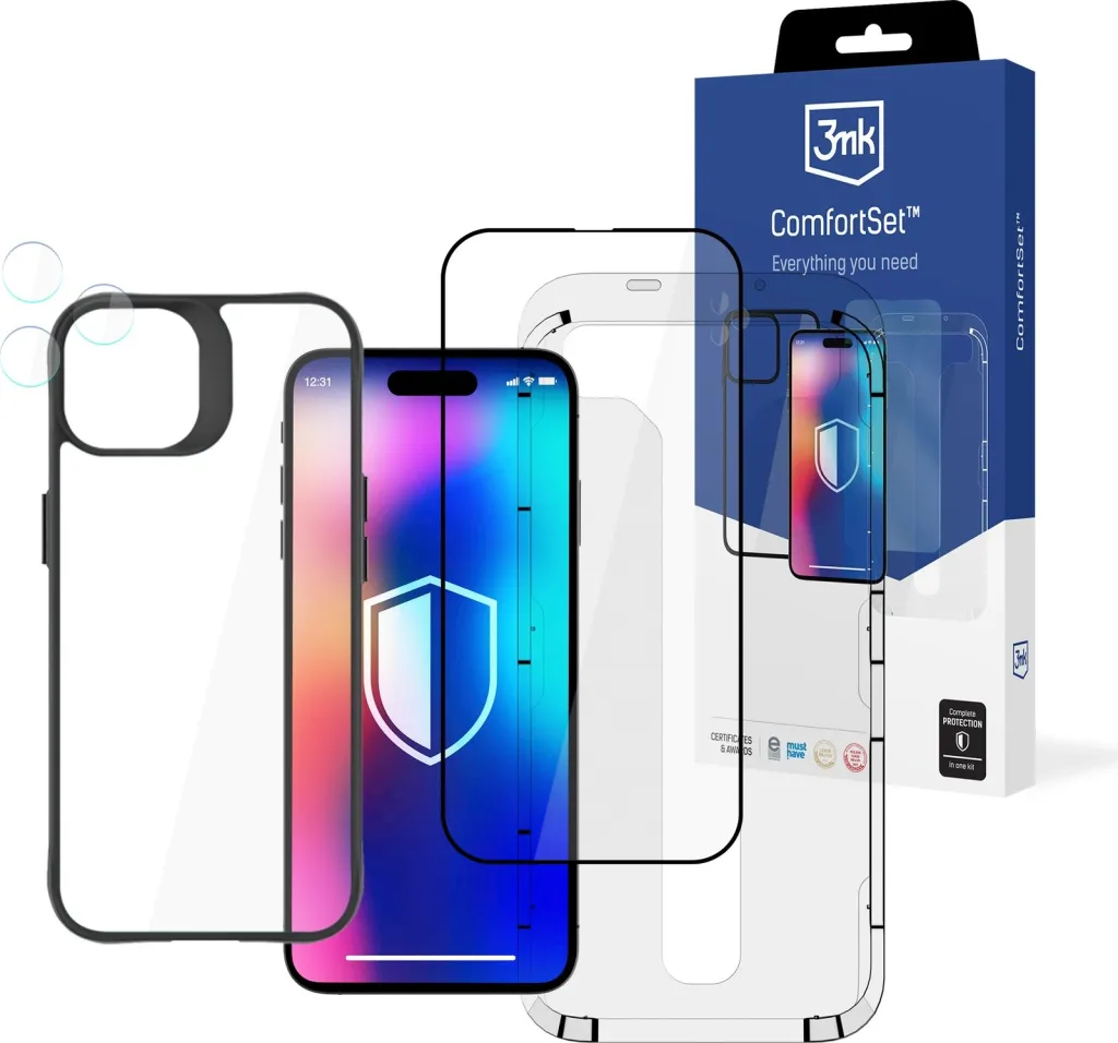 Mbështjellës 3mk Protection Comfort Set 4in1 për iPhone 14 Pro, i zi - 1
