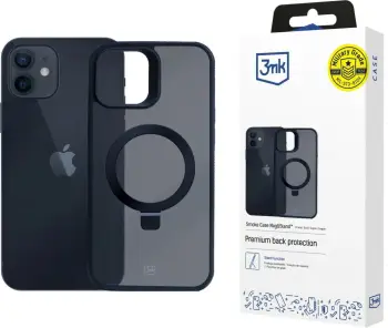 Futrollë 3MK Smoke MagStand për iPhone 12/12 Pro, MagSafe, me stand, e zezë