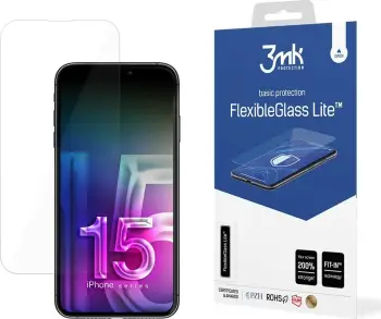 Mbrojtës ekrani 3mk FlexibleGlass Lite për iPhone 15 Pro, ultra i hollë, transparent