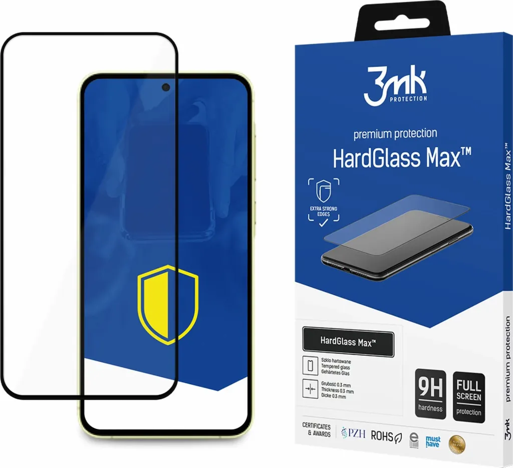 Xham mbrojtës 3MK HardGlass Max, Samsung Galaxy A35 A55 5G, i zi - 1
