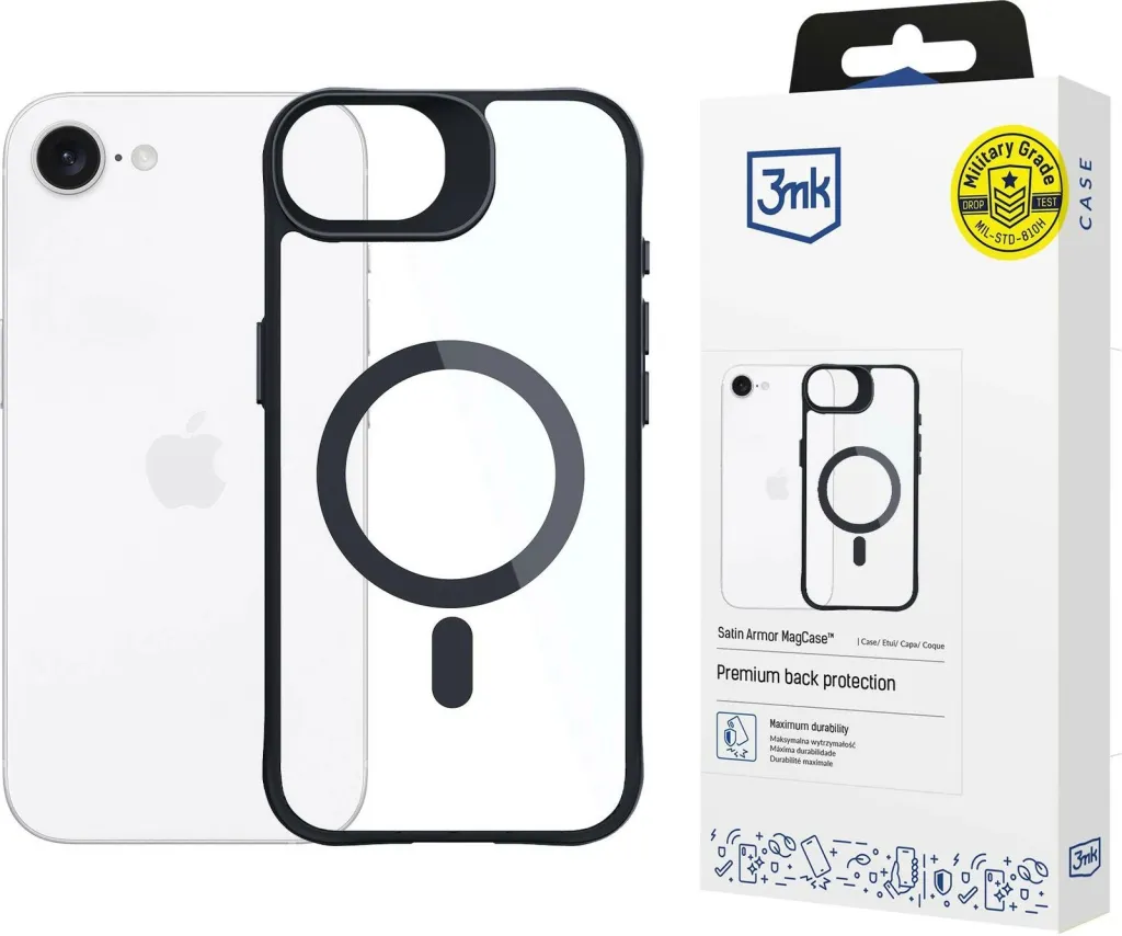 Mbështjellës 3mk Satin Armor Case+ për iPhone 16e / SE 4, Transparent - 1