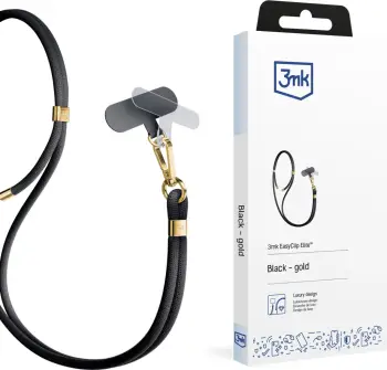 Litar për celular 3mk EasyClip Elite, najlon, i zi me të artë