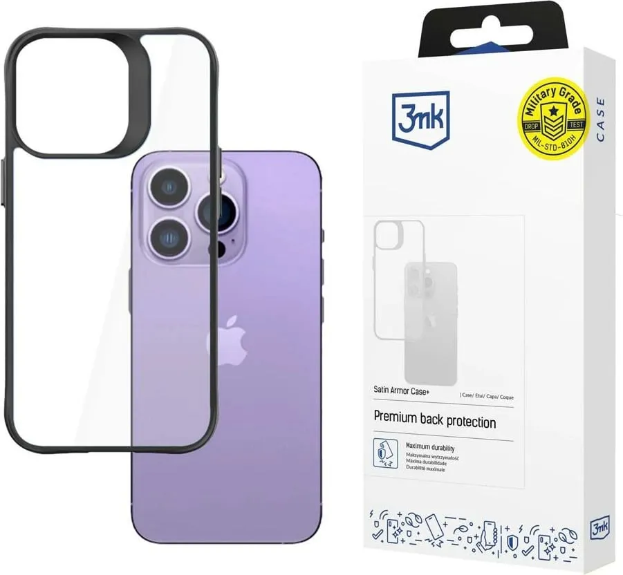 Mbrojtëse telefoni 3mk Matt Case për iPhone 14 Pro Max, TPU, mat, e zezë - 1