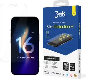 Folje mbrojtëse për ekran, 3mk Protection SilverProtection+ për iPhone 16 Pro, antibakteriale, transparente