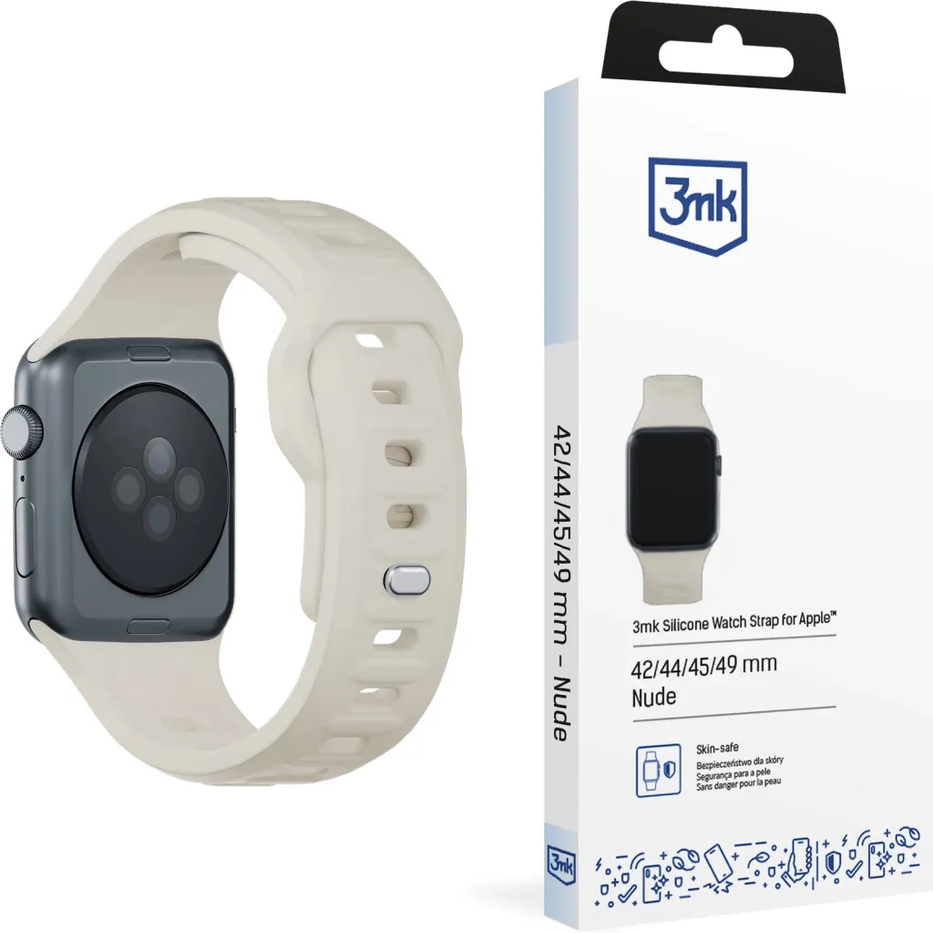 Rrip ore 3mk Silicone Watch Strap, për Apple Watch 42/44/45/49 mm, silikon, i kuq - 1