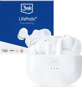 Kufje wireless 3MK HARDY LifePods Pro, Bluetooth 5.3, ANC, të bardha
