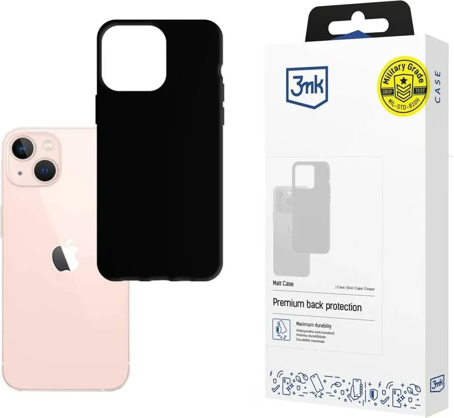 Mbulesë mbrojtëse 3MK Matte Case për iPhone 14 6.1", mat, e zezë - 1