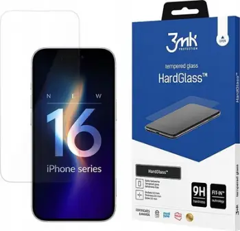 Xham mbrojtës 3MK HardGlass për iPhone 16 Plus, 9H, transparent