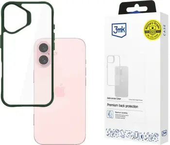 Mbështjellës 3mk Satin Armor Case+ për iPhone 16 Plus, Transparent me kornizë të gjelbër