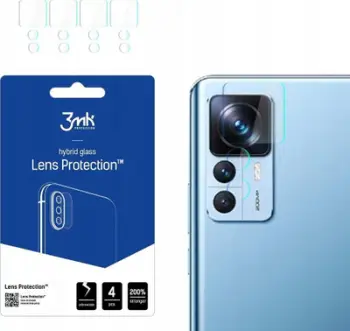 Xham mbrojtës kamere 3MK Lens Protect Xiaomi 12T 12T Pro, Hybrid Glass, set 4 copë, transparent