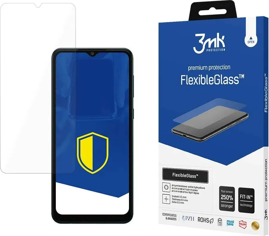 Mbrojtës ekrani 3MK FlexibleGlass për Samsung Galaxy A04, xham hibrid, antibakterial, transparent - 1