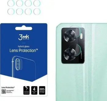 Mbrojtës kamere 3MK Hybrid Glass Lens Protect për Oppo A57 A57e A57s, set 4 copë, transparent