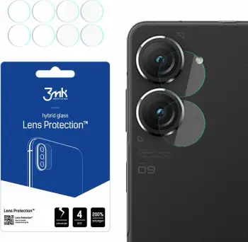 Mbrojtës xhami për kamerë 3MK Asus Zenfone 9, Hybrid Glass, set 4 copë, transparent