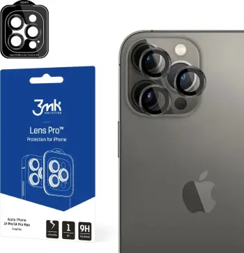 Xham mbrojtës kamere 3MK Lens Protection Pro për iPhone 14 Pro 14 Pro Max, hibrid, 9H, grafit