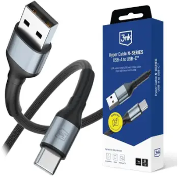 Kabllo USB 3MK Hyper Cable N-Series, USB A në USB C, 1m, 18W, e bardhë