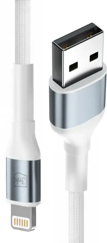 Kabull USB 3MK Hyper Cable N-SERIES, USB A në Lightning, 2m, 12W, i bardhë