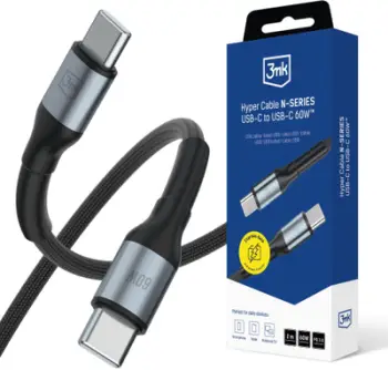 Kabllo USB C 3MK Hyper Cable N Series, USB C në USB C, 2m, 60W, e zezë