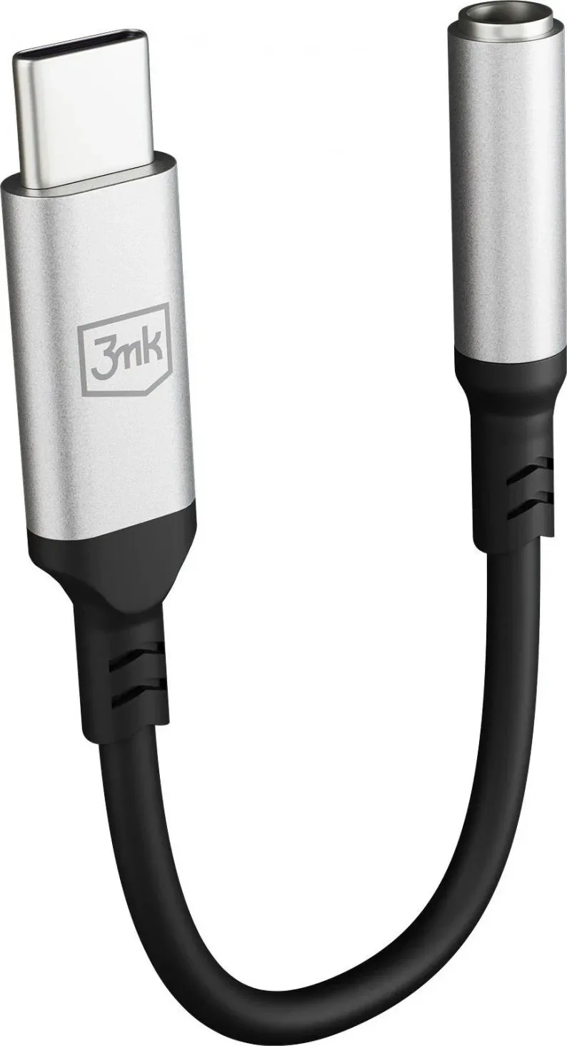 Adapter audio 3MK USB C në Jack 3.5mm, DAC, argjendtë - 1