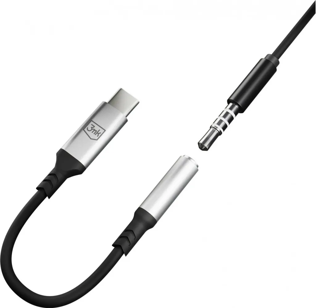 Adapter audio 3MK USB C në Jack 3.5mm, DAC, argjendtë - 5