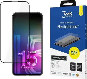 Mbështjellës ekrani 3MK FlexibleGlass Max për Apple iPhone 15 Pro Max, transparent
