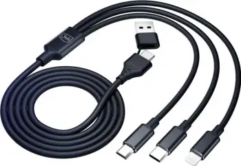 Kabllo USB 3MK Hyper Cable 3in1, 1.5 m, USB-A USB-C në USB-C microUSB Lightning, e zezë