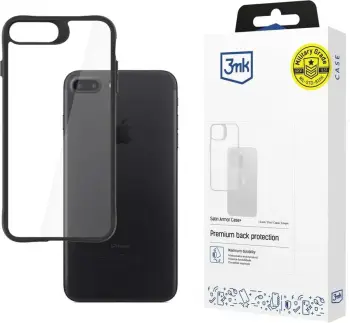 Kapak 3mk Satin Armor Case Plus për iPhone 7 Plus 8 Plus, transparent, me kornizë e zezë