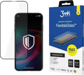 Xham mbrojtës hybrid 3mk FlexibleGlass Max për iPhone 14 Pro Max, i zi