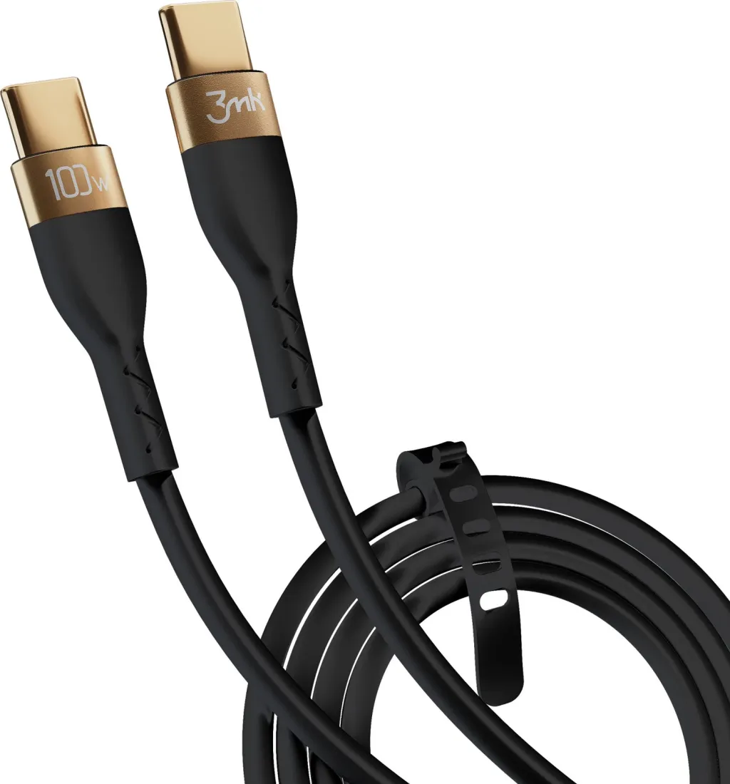 Kabllo USB-C në USB-C 3mk Hyper Silicone 2m, 100W, E zezë - 2
