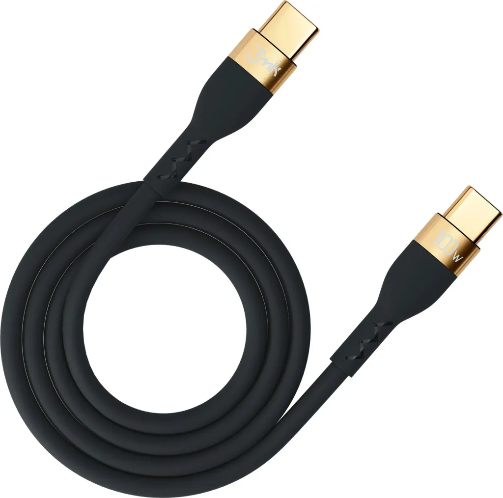 Kabllo USB-C në USB-C 3mk Hyper Silicone 2m, 100W, E zezë - 3