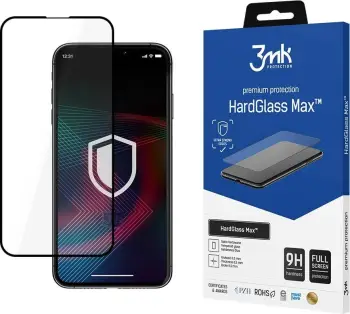 Xham mbrojtës 3MK HardGlass Max për Apple iPhone 14, 3D Edge, 9H, i zi