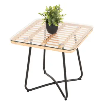 Tavolinë kafeje GERRY FH5717.11 p.e. rattan, kornizë metalike e zezë, 50x50x47,5 cm