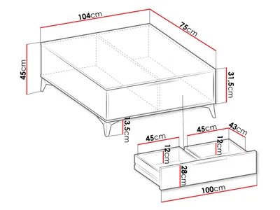 Tavolinë moderne për kafe Siprynt 1SZ (104 x 45 x 75) - 4