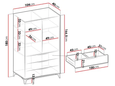 Dollap Siprynt 2D3SZ (104 x 180 x 40) - 4