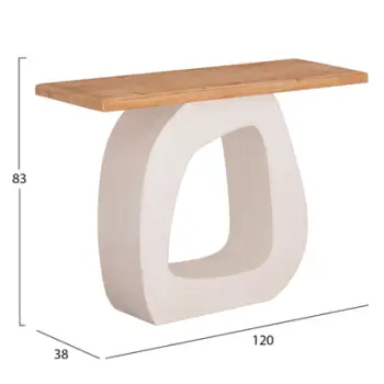 Konsolë Santorini FH18043, sipërfaqe tavoline dru bredhi, bazë MDF, ngjyrë off-white, 120x38x83 cm.