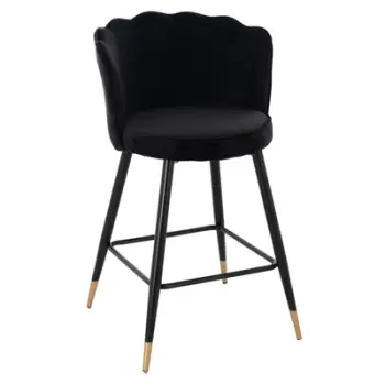 Karrige për bar mesatare FH8736.04 kadife e zezë me kornizë metalike 50x50x90 cm., set prej 2 copë