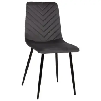 Karrige për ngrënie LATRELL FH8587.01 kadife gri & këmbë metali të zeza 43x54x88Hcm., set prej 4 copë
