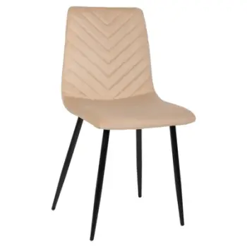 Karrige ngrënieje LATRELL FH8587.05, kadife ecru & këmbë metalike të zeza, 43x54x88H cm., set prej 4 copë