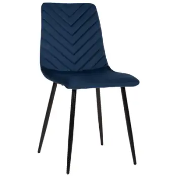Karrige për ngrënie LATRELL FH8587.08 kadife blu & këmbë metali të zeza 43x54x88Hcm., set prej 4 copë