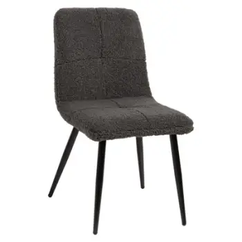 Karrige SHELLY FH8590.01, pëlhurë TEDDY, ngjyrë gri, këmbë metalike të zeza, 48x64x87H cm., set prej 2 copë