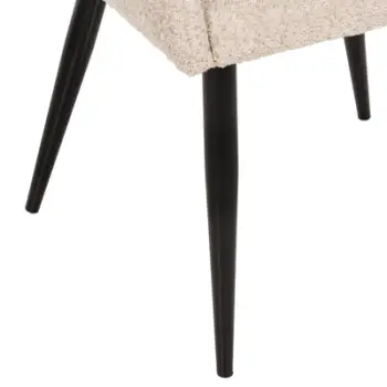 Karrige SARKY FH8585.02, pëlhurë boucle ecru, këmbë metali të zeza, 55x62x89H cm., set prej 2 copë