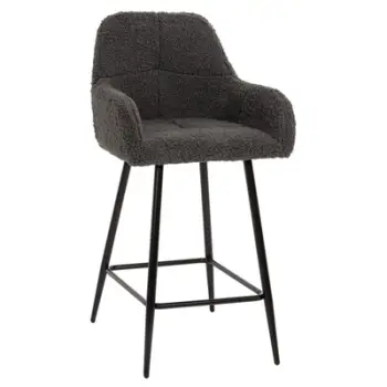 Karrige për bar mesatare STRIKE FH8592.01, ngjyrë gri, këmbë metalike të zeza, 50x50x94,5H cm., set prej 2 copë