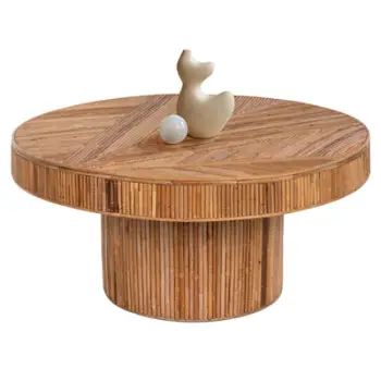 Tavolinë kafeje e rrumbullakët, Gatsby, FH9651, rattan, ngjyrë natyrale, Φ100x50H cm