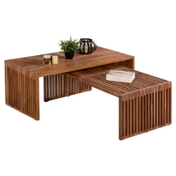 Set tavolinash kafeje NYA FH9548 dru tik ngjyrë natyrale 116x60x46.5H cm