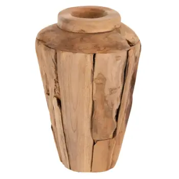 Vazo dekorative ZENIA FH7918, copa të ricikluara druri teak, ngjyrë natyrale, Φ20x40H cm