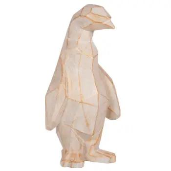 Dekorim për dysheme, pinguin, ngjyrë patina e bardhë me detaje ari, FH7915, 30x20x60H cm