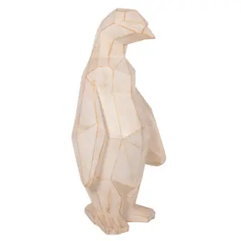 Dekor për dysheme, Pinguin, FH7916, ngjyrë patina e bardhë me detaje të arta, 45x45x100H cm