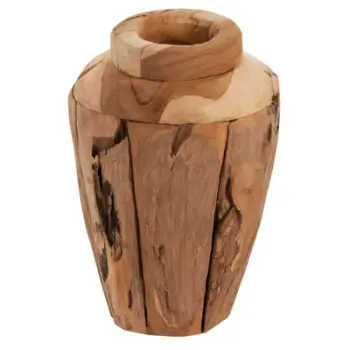 Vazo dekorative FH7917, pjesë të ricikluara druri TEAK, ngjyrë natyrale, Φ15x30H cm