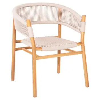 Karrige ngrënie me krahë IRVING FH9763 dru teak ngjyrë natyrale dhe litar bezhë 60x55x78H cm